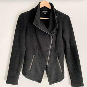 Halogen Black Women Knit Moto Jacket Size XS